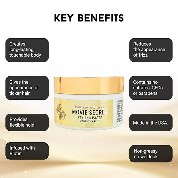 Movie Secrets Styling Paste with Biotin & Pure4 - 4 oz.